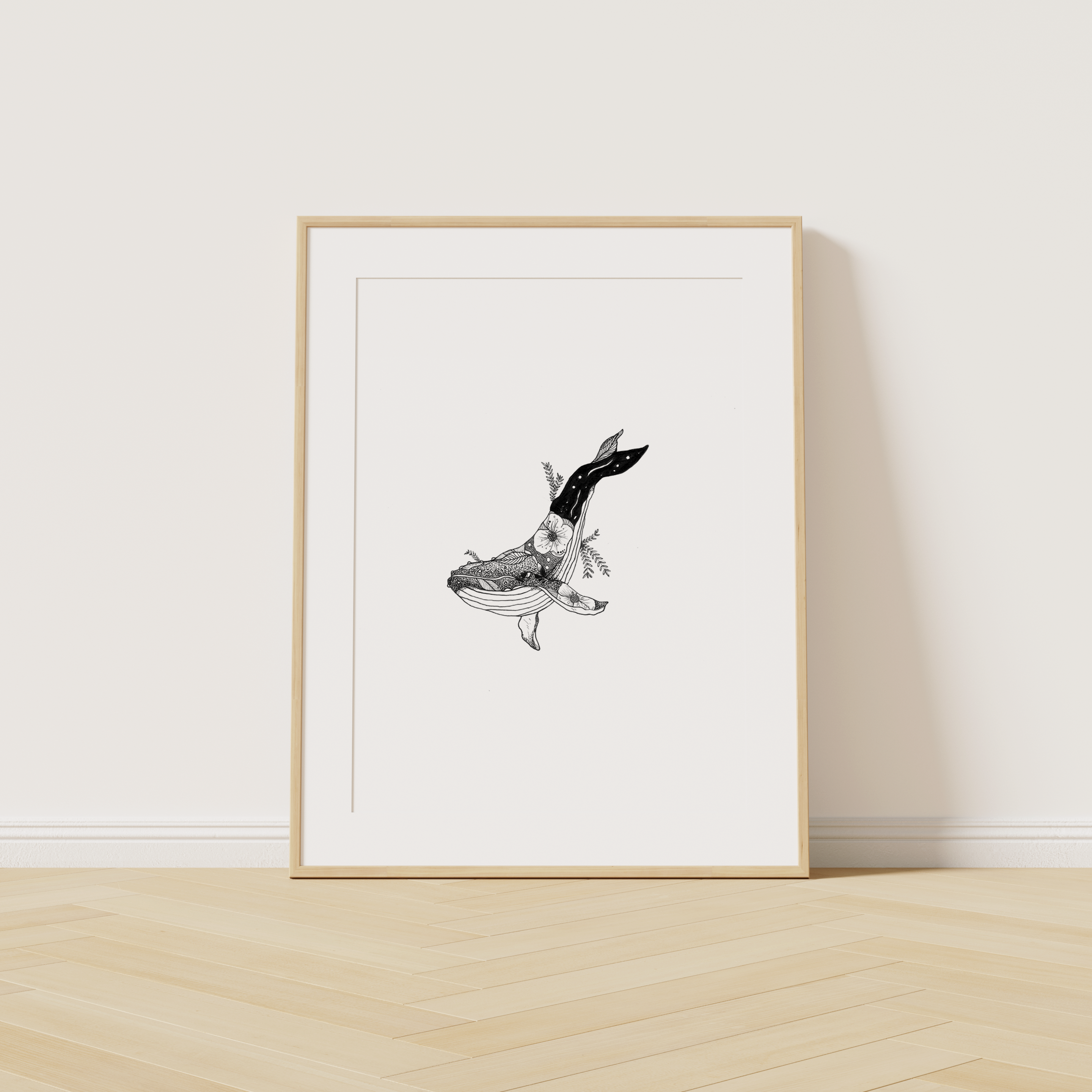 Space-Whale-original-ink-drawing-by-Oubaitori-Atelier